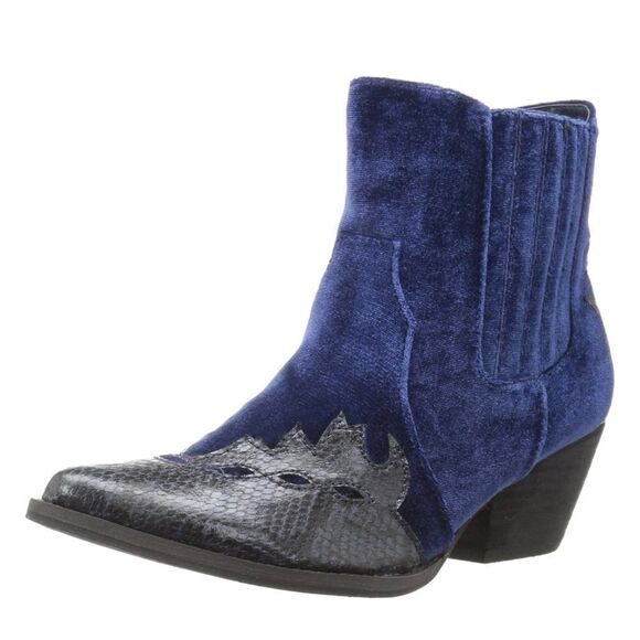 RARE Very Volatile Women’s Blue Sava Velvet Western Ankle Boots Size 6… - Picture 1 of 8